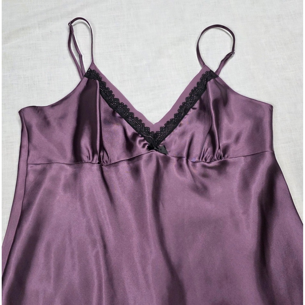 Whimsigoth Chemise Apt. 9 Intimates Womens Large Purple Satin Lace Nightgown Y2k - Picture 2 of 10